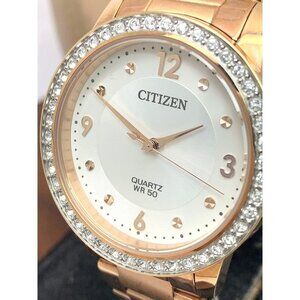 Citizen Women's Watch EL3093-83A Quartz Rose Gold Steel Silver Dial 35mm